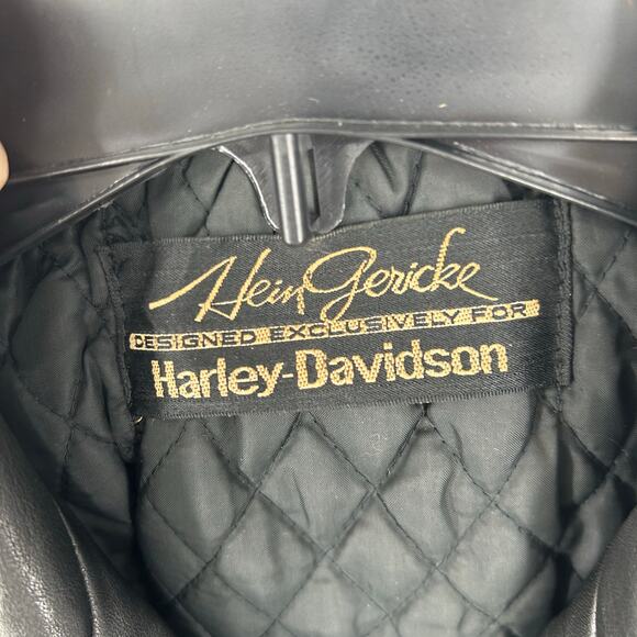 VTG 80s women's leather Hein Gericke HARLEY DAVIDSON Motorcycle Biker Jacket 38 - Picture 3 of 16